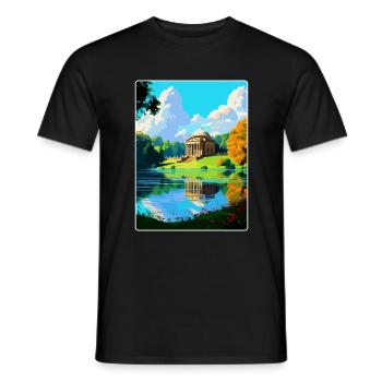 Stourhead Somerset Vintage Travel Poster Souvenir - Men's T-Shirt - black - Front - AI Model Male 178 light (178cm)