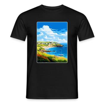 Coverack Cornwall England Uk Travel Poster WPA - Men's T-Shirt - black - Front - AI Model Male 178 light (178cm)