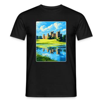 Leeds Castle England Uk Travel Poster Souvenir WPA - Men's T-Shirt - black - Front - AI Model Male 178 light (178cm)