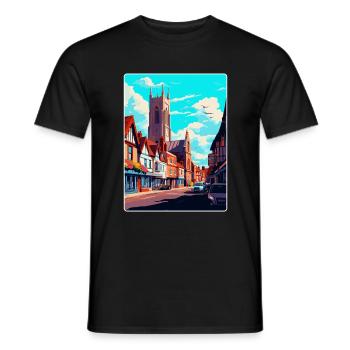 Hereford, England, Vereinigtes Königreich, Vintage, Reiseposter, Souvenir - Männer T-Shirt - Schwarz - Vorne - AI Model Male 178 light (178cm)