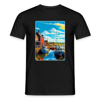 Whitstable Harbour, England, Vereinigtes Königreich, Reiseposter, WPA - Männer T-Shirt - Schwarz - Vorne - AI Model Male 178 light (178cm)