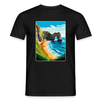 Durdle Door Angleterre Royaume-Uni Affiche de voyage Souvenir WPA - T-shirt homme - noir - Devant - AI Model Male 178 light (178cm)