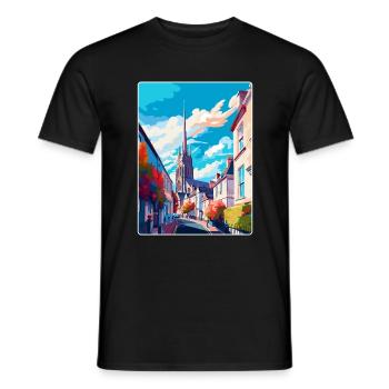 Truro England UK Vintage Reiseposter Wandkunst - Männer T-Shirt - Schwarz - Vorne - AI Model Male 178 light (178cm)