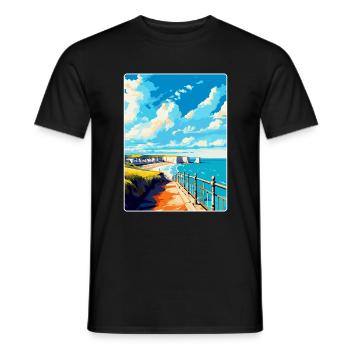 Eastbourne Sussex Vintage Reiseposter Souvenir - Männer T-Shirt - Schwarz - Vorne - AI Model Male 178 light (178cm)