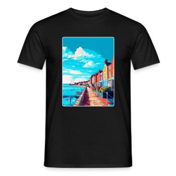 Weymouth England Uk Vintage Reiseposter Souvenir - Männer T-Shirt - Schwarz - Vorne - AI Model Male 178 light (178cm)