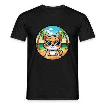 Kitten Funny Cartoon Summer Beach Sunglasses Cool - Men's T-Shirt - black - Front - AI Model Male 178 light (178cm)