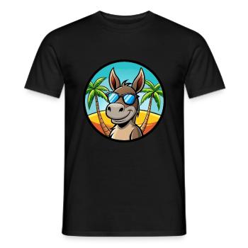 Donkey Funny Cartoon Summer Beach Sunglasses Cool - Men's T-Shirt - black - Front - AI Model Male 178 light (178cm)