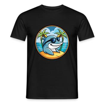 Delfin Lustige Cartoon Sommer Strand Sonnenbrille Cool - Männer T-Shirt - Schwarz - Vorne - AI Model Male 178 light (178cm)