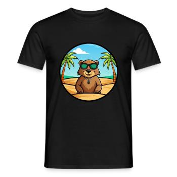 Marmotte Drôle Dessin Animé Plage Été Lunettes de soleil - T-shirt homme - noir - Devant - AI Model Male 178 light (178cm)