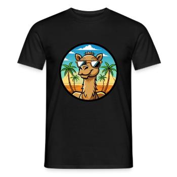Kamel Lustige Cartoon Sommer Strand Sonnenbrille Cool - Männer T-Shirt - Schwarz - Vorne - AI Model Male 178 light (178cm)