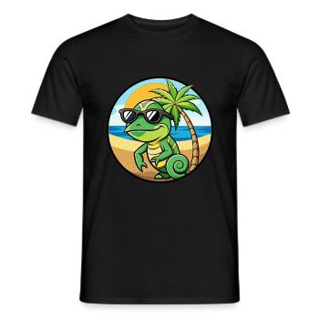Chamäleon Lustige Cartoon Sommer Strand Sonnenbrille - Männer T-Shirt - Schwarz - Vorne - AI Model Male 178 light (178cm)