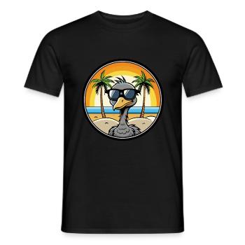 Straußen, Lustig, Cartoon, Sommer, Strand, Sonnenbrille, Cool - Männer T-Shirt - Schwarz - Vorne - AI Model Male 178 light (178cm)