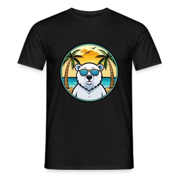 Polar Bear Funny Cartoon Summer Beach Sunglasses - Men's T-Shirt - black - Front - AI Model Male 178 light (178cm)