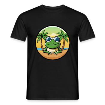 Frosch Lustige Cartoon Sommer Strand Sonnenbrille Aufkleber - Männer T-Shirt - Schwarz - Vorne - AI Model Male 178 light (178cm)