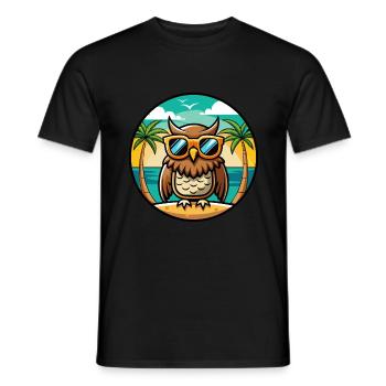 Eule Lustige Cartoon Sommer Strand Sonnenbrille Aufkleber - Männer T-Shirt - Schwarz - Vorne - AI Model Male 178 light (178cm)