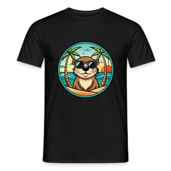 Otter Lustige Cartoon Sommer Strand Sonnenbrille Cool - Männer T-Shirt - Schwarz - Vorne - AI Model Male 178 light (178cm)