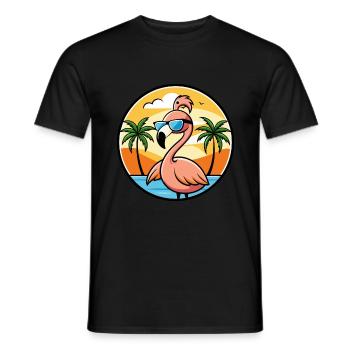 Flamingo Funny Cartoon Lunettes de soleil de plage d’été - T-shirt homme - noir - Devant - AI Model Male 178 light (178cm)