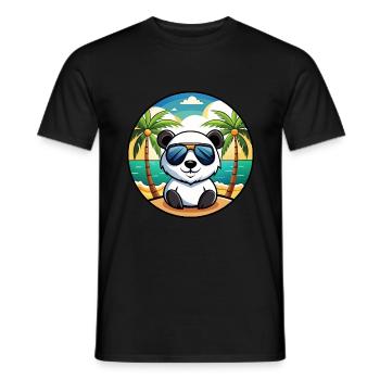 Panda Lustige Cartoon Sommer Strand Sonnenbrille Cool - Männer T-Shirt - Schwarz - Vorne - AI Model Male 178 light (178cm)