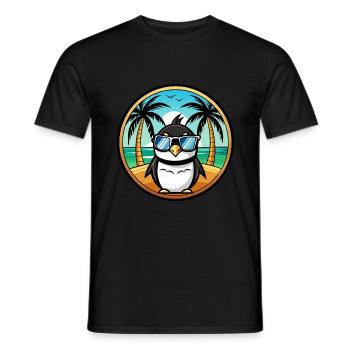 Penguin Funny Cartoon Summer Beach Sunglasses Cool - Men's T-Shirt - black - Front - AI Model Male 178 light (178cm)
