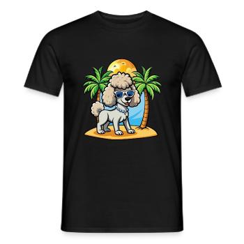 Caniche Chien Drôle Dessin Animé Plage De Plage Lunettes De Soleil - T-shirt homme - noir - Devant - AI Model Male 178 light (178cm)
