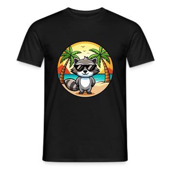Waschbär Lustig Cartoon Sommer Strand Sonnenbrille Cool - Männer T-Shirt - Schwarz - Vorne - AI Model Male 178 light (178cm)