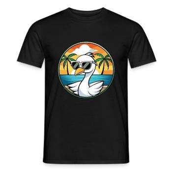 Schwan Lustige Cartoon Sommer Strand Sonnenbrille Aufkleber - Männer T-Shirt - Schwarz - Vorne - AI Model Male 178 light (178cm)