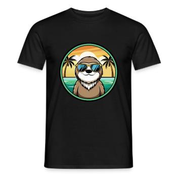 Sloth Funny Cartoon Summer Beach Sunglasses Cool - Men's T-Shirt - black - Front - AI Model Male 178 light (178cm)