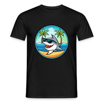 Requin Drôle Dessin Animé Plage D’été Lunettes De Soleil Cool - T-shirt homme - noir - Devant - AI Model Male 178 light (178cm)