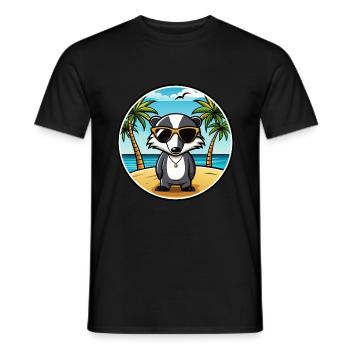 Badger Funny Cartoon Summer Beach Sunglasses Cool - Men's T-Shirt - black - Front - AI Model Male 178 light (178cm)