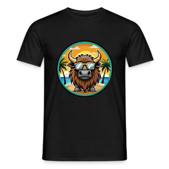 Bison Lustige Cartoon Sommer Strand Sonnenbrille Cool - Männer T-Shirt - Schwarz - Vorne - AI Model Male 178 light (178cm)
