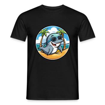 Delfin Lustige Cartoon Sommer Strand Sonnenbrille Cool - Männer T-Shirt - Schwarz - Vorne - AI Model Male 178 light (178cm)
