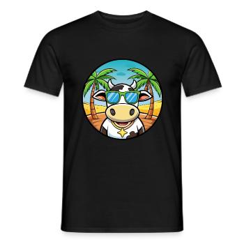 Kuh Lustige Cartoon Sommer Strand Sonnenbrille Aufkleber - Männer T-Shirt - Schwarz - Vorne - AI Model Male 178 light (178cm)