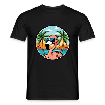 Flamingo Funny Cartoon Lunettes de soleil de plage d’été - T-shirt homme - noir - Devant - AI Model Male 178 light (178cm)
