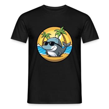 Baleine Drôle Dessin Animé Plage D’été Lunettes De Soleil Cool - T-shirt homme - noir - Devant - AI Model Male 178 light (178cm)