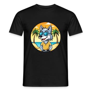 Wolf Funny Cartoon Summer Beach Sunglasses Sticker - Men's T-Shirt - black - Front - AI Model Male 178 light (178cm)