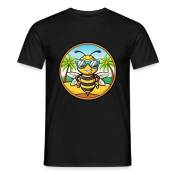 Abeille Drôle Dessin Animé Plage D’été Lunettes De Soleil Autocollant - T-shirt homme - noir - Devant - AI Model Male 178 light (178cm)
