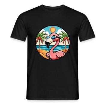 Flamingo Lustige Cartoon Sommer Strand Sonnenbrille - Männer T-Shirt - Schwarz - Vorne - AI Model Male 178 light (178cm)