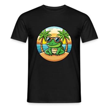 Frosch Lustige Cartoon Sommer Strand Sonnenbrille Aufkleber - Männer T-Shirt - Schwarz - Vorne - AI Model Male 178 light (178cm)