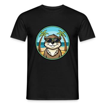 Otter Lustige Cartoon Sommer Strand Sonnenbrille Cool - Männer T-Shirt - Schwarz - Vorne - AI Model Male 178 light (178cm)