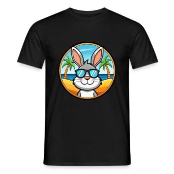 Rabbit Funny Cartoon Summer Beach Sunglasses Cool - Men's T-Shirt - black - Front - AI Model Male 178 light (178cm)