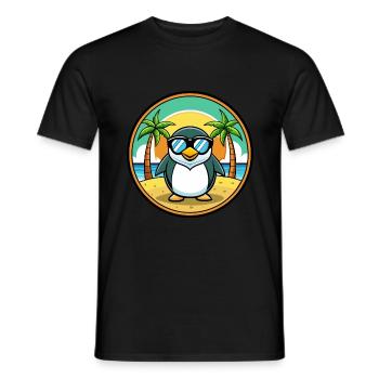 Penguin Funny Cartoon Summer Beach Sunglasses Cool - Men's T-Shirt - black - Front - AI Model Male 178 light (178cm)
