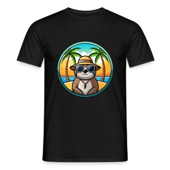 Sloth Funny Cartoon Summer Beach Sunglasses Cool - Men's T-Shirt - black - Front - AI Model Male 178 light (178cm)