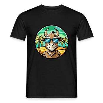 Chèvre Drôle Dessin Animé Plage D’été Lunettes De Soleil Autocollant - T-shirt homme - noir - Devant - AI Model Male 178 light (178cm)