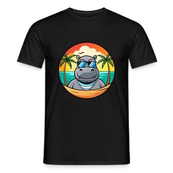 Hippo Funny Cartoon Summer Beach Sunglasses Cool - Men's T-Shirt - black - Front - AI Model Male 178 light (178cm)