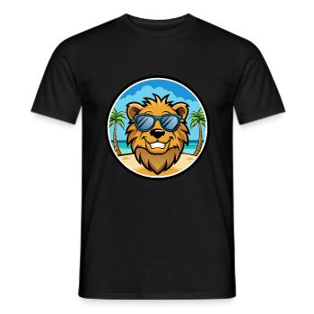 Löwe Lustige Cartoon Sommer Strand Sonnenbrille Aufkleber - Männer T-Shirt - Schwarz - Vorne - AI Model Male 178 light (178cm)