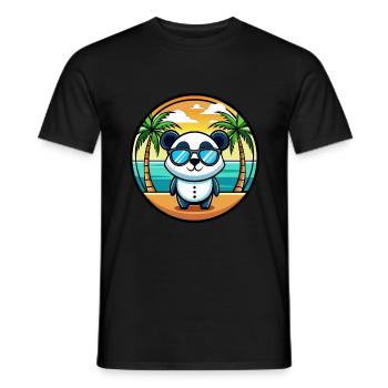 Panda Lustige Cartoon Sommer Strand Sonnenbrille Cool - Männer T-Shirt - Schwarz - Vorne - AI Model Male 178 light (178cm)