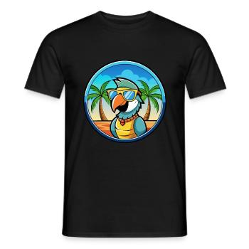 Perroquet Drôle Dessin Animé Plage Été Lunettes De Soleil Cool - T-shirt homme - noir - Devant - AI Model Male 178 light (178cm)