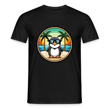 Penguin Funny Cartoon Summer Beach Sunglasses Cool - Men's T-Shirt - black - Front - AI Model Male 178 light (178cm)