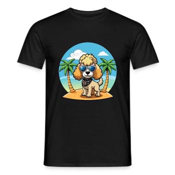 Caniche Chien Drôle Dessin Animé Plage De Plage Lunettes De Soleil - T-shirt homme - noir - Devant - AI Model Male 178 light (178cm)