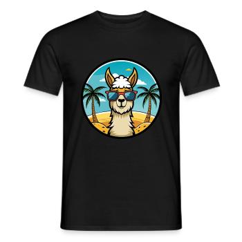 Llama Funny Cartoon Summer Beach Sunglasses Cool - Men's T-Shirt - black - Front - AI Model Male 178 light (178cm)